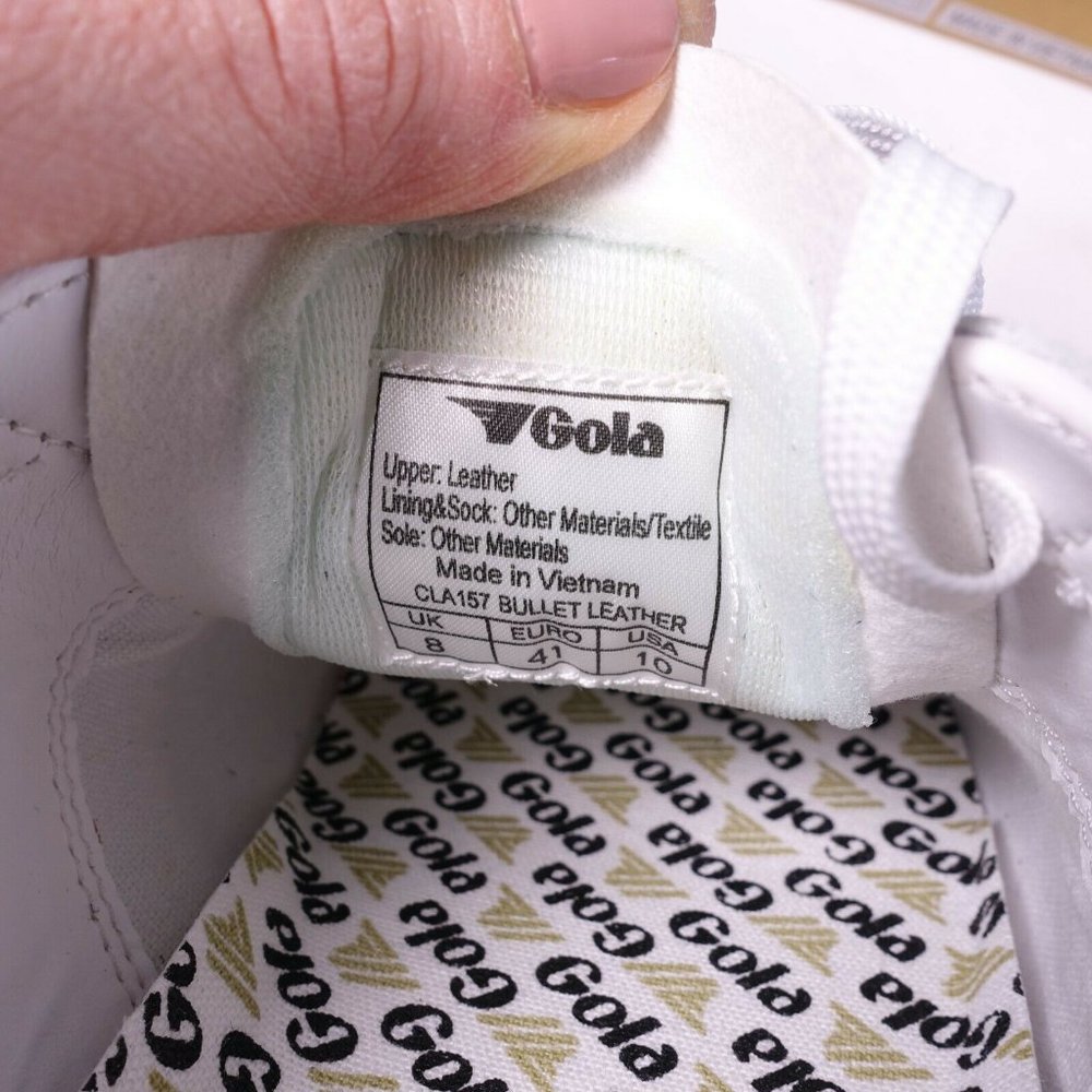 Gola Bullet Leather Sneakers CLA157 White/Navy - Picture 7 of 12